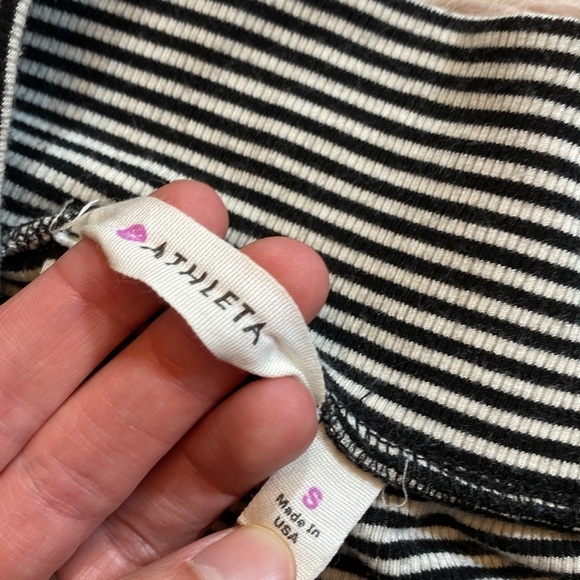 Athleta Encinitas Black White Stripe Ribbed Stretch Midi Skirt sz S - Picture 7 of 8